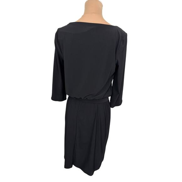 NWT MSK Petite Large Black Belted Dress Flutter Sleeve Work to Evening LBD - Picture 3 of 5